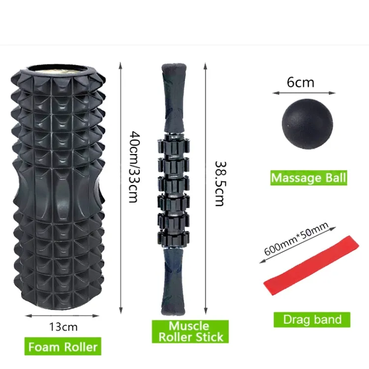 3pcs/set Crescent Hollow Foam Roller Yoga Column Set Fitness Muscle Relaxation Massager Set(45cm Orange)