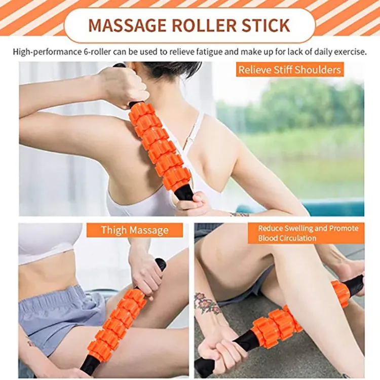 3pcs/set Crescent Hollow Foam Roller Yoga Column Set Fitness Muscle Relaxation Massager Set(45cm Orange)