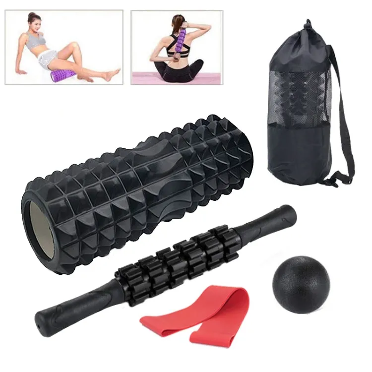 3pcs/set Crescent Hollow Foam Roller Yoga Column Set Fitness Muscle Relaxation Massager Set(45cm Orange)