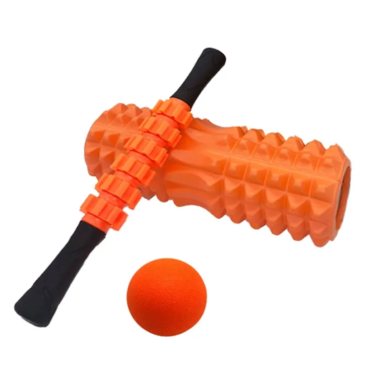 3pcs/set Crescent Hollow Foam Roller Yoga Column Set Fitness Muscle Relaxation Massager Set(45cm Orange)