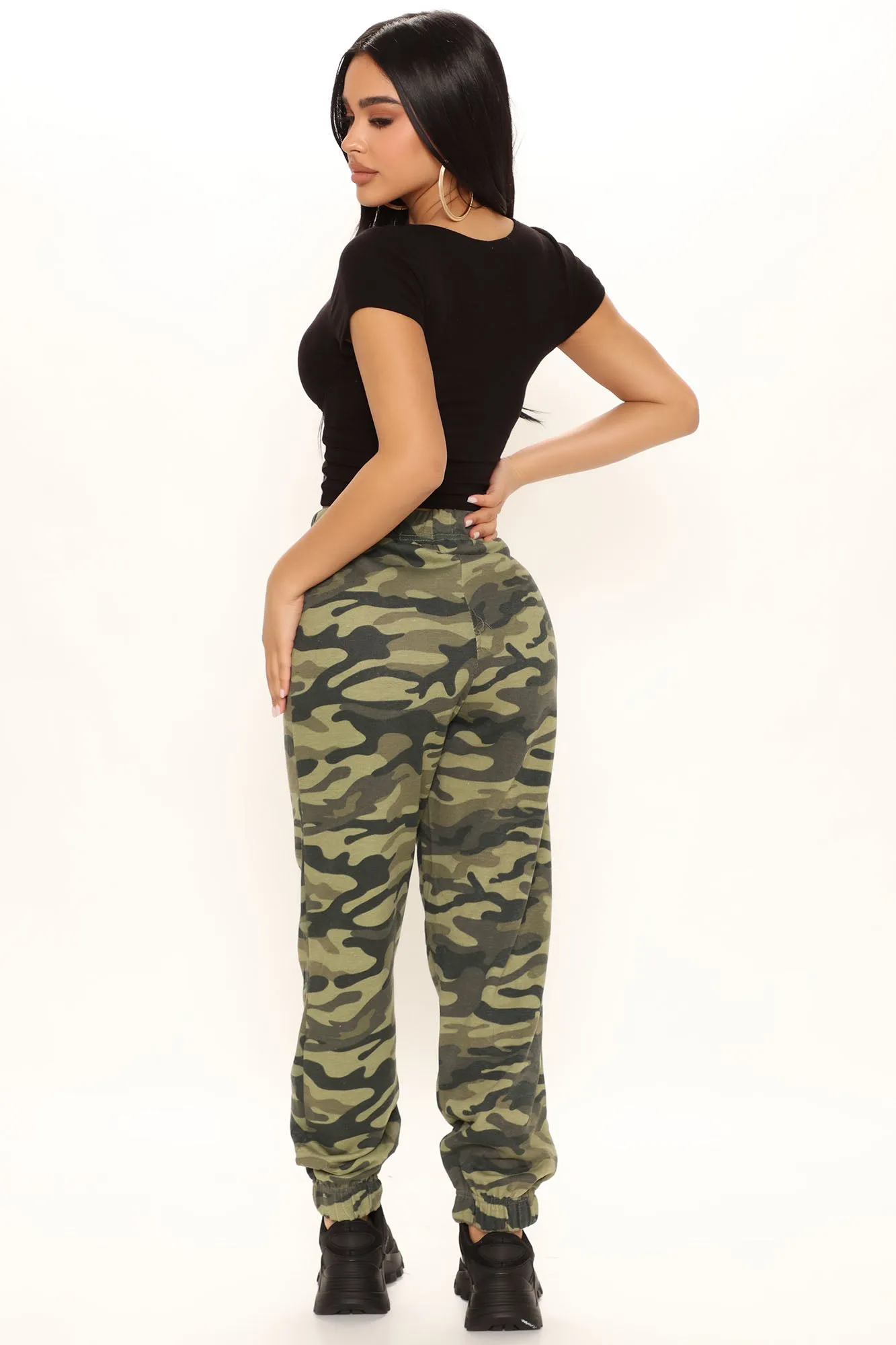 Be Happy Camo Joggers - Olive