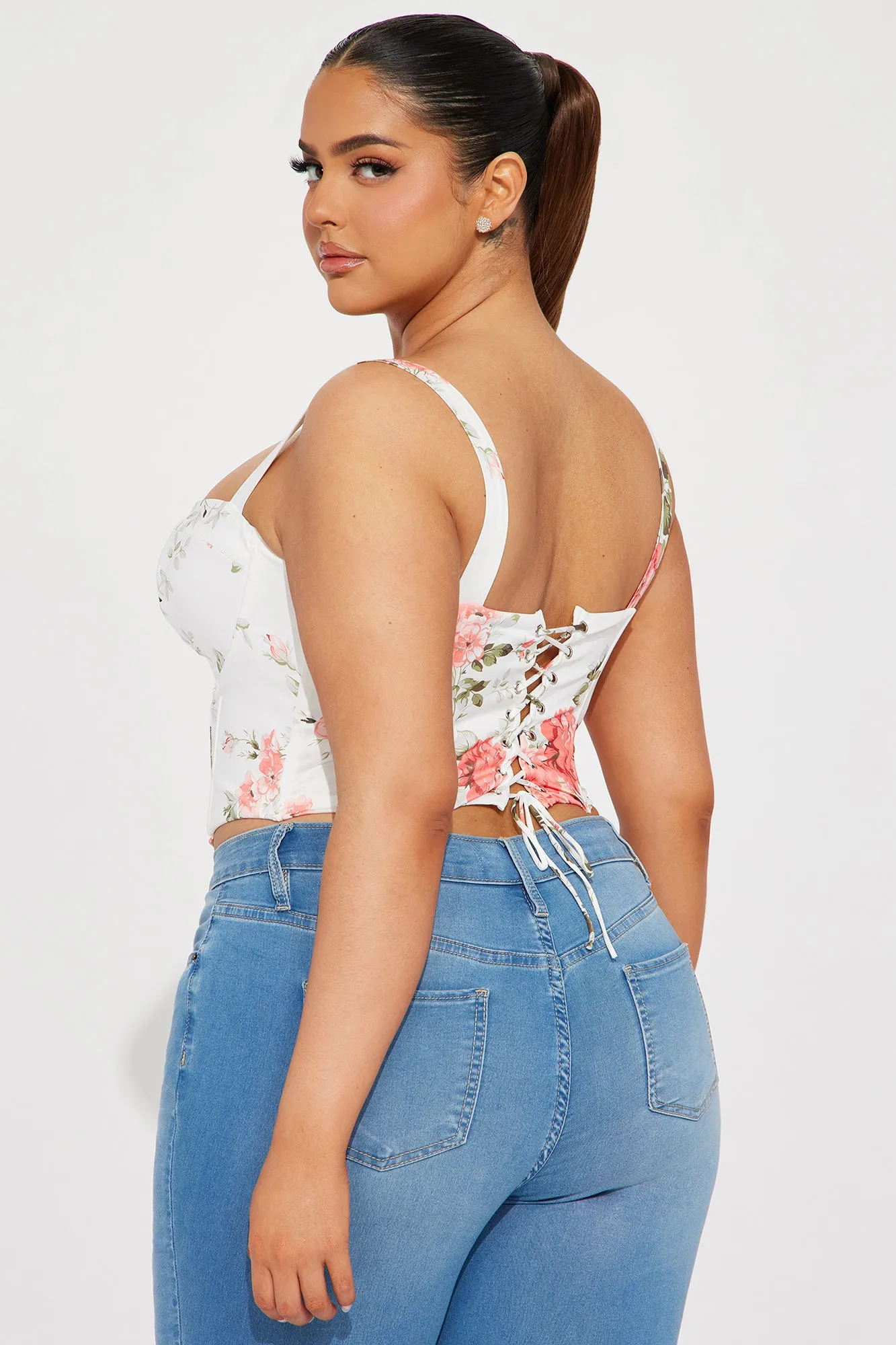 Bella Floral Corset Top - Ivory/combo