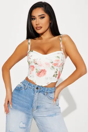 Bella Floral Corset Top - Ivory/combo