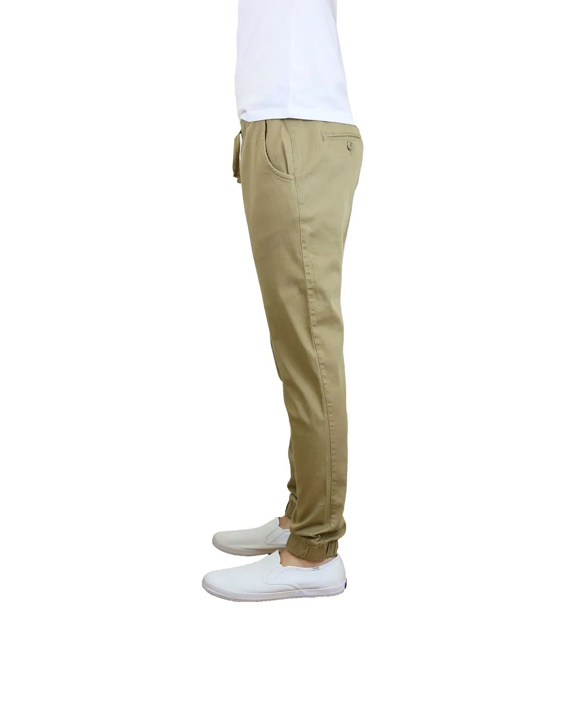 Galaxy By Harvic Men's Basic Stretch Twill Joggers, Khaki