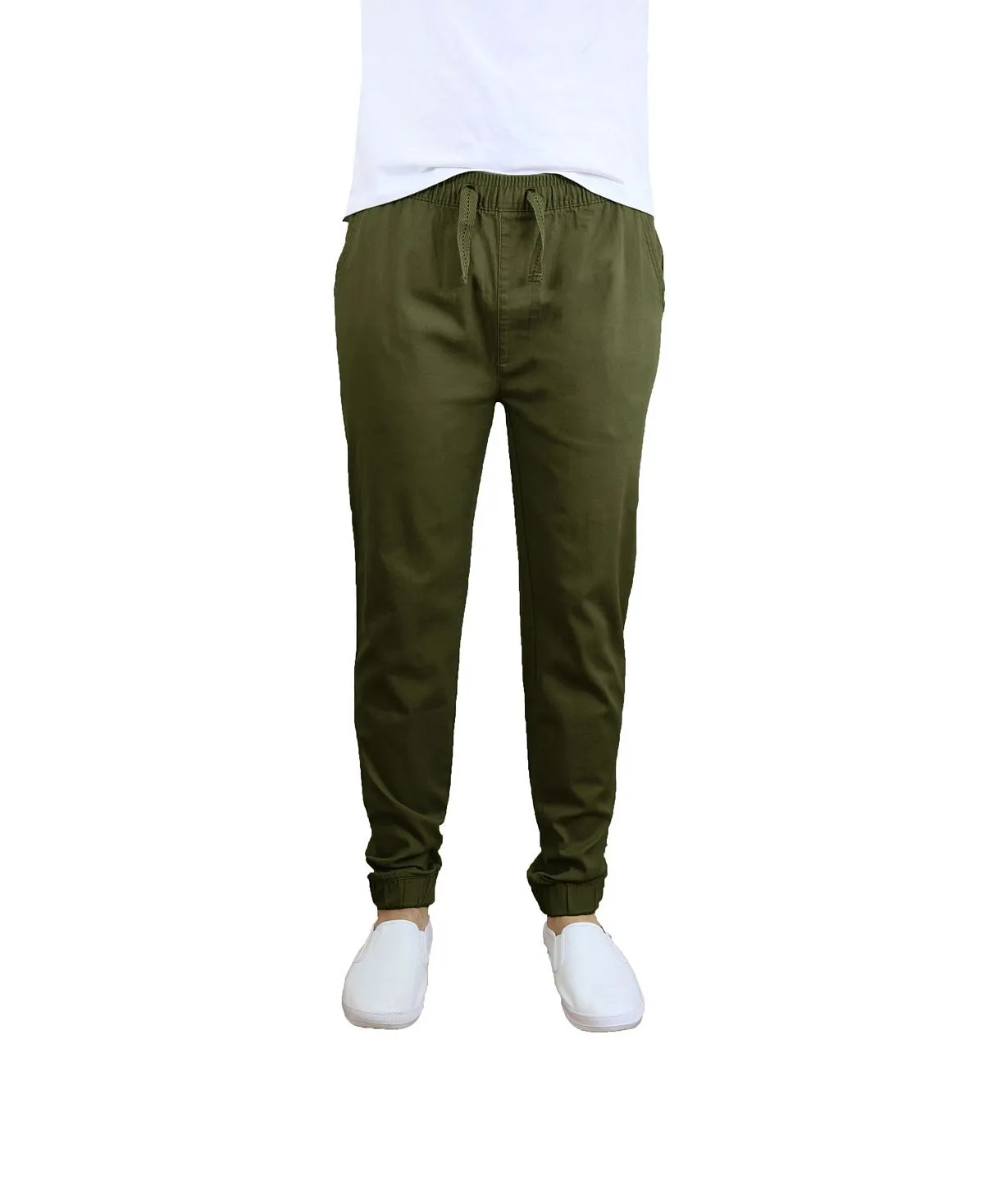 Galaxy By Harvic Men's Basic Stretch Twill Joggers, Khaki