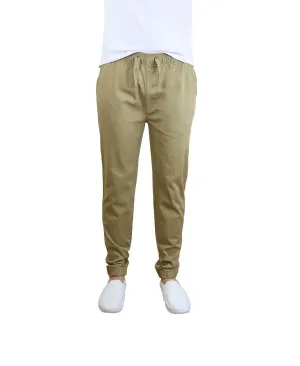 Galaxy By Harvic Men's Basic Stretch Twill Joggers, Khaki