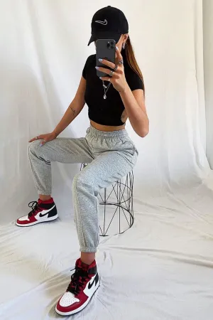 Grey Front Piping Joggers - Jordyn