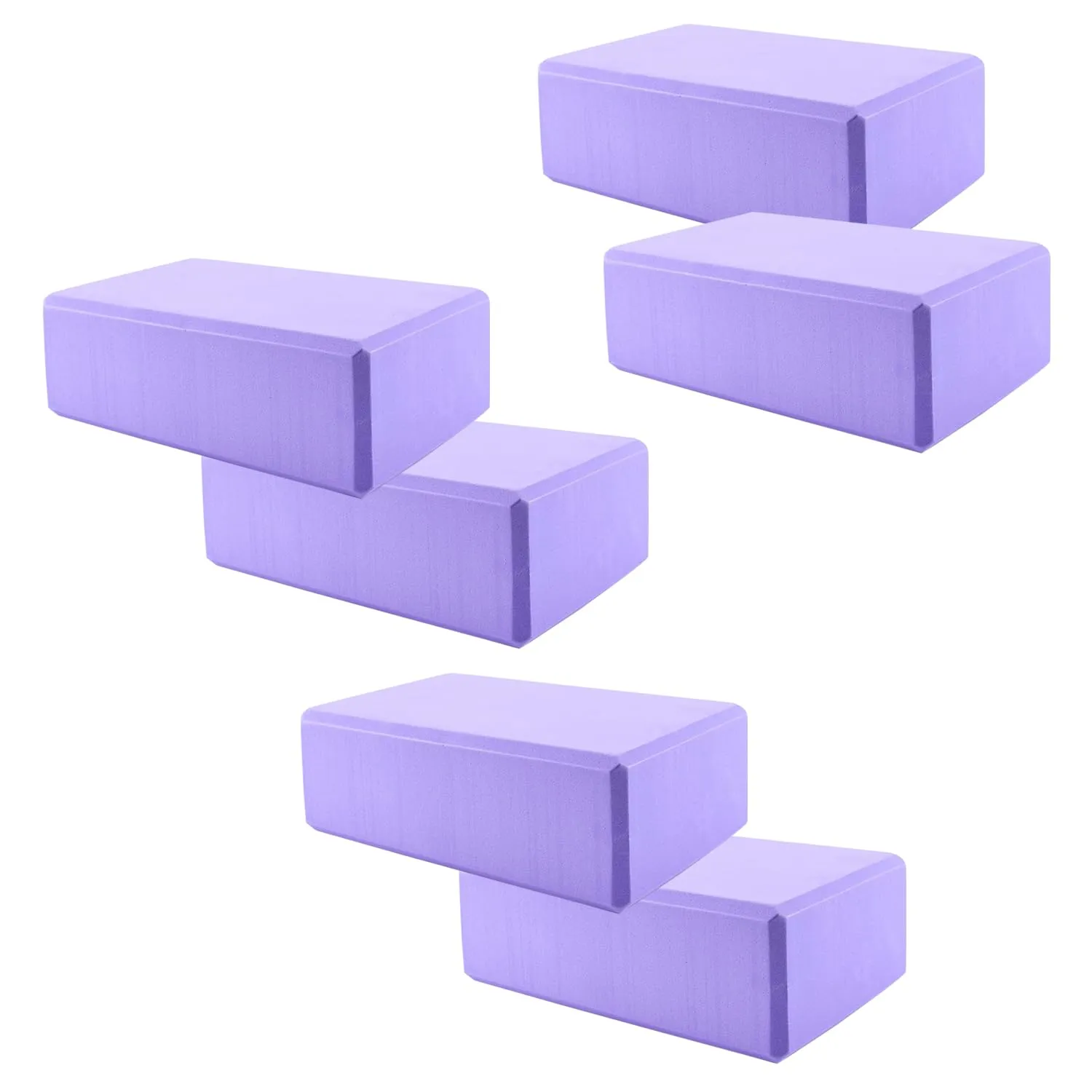 Kuber Industries High-Density Yoga Block|Lightweight & Portable Yoga Brick|Improve Strength & Flexibility-Pack of 6 (Light Purple)