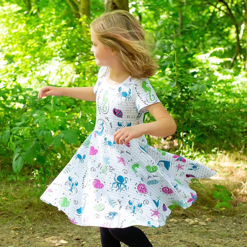 Math in Nature Short Sleeve Super Twirler Play Dress with Pockets