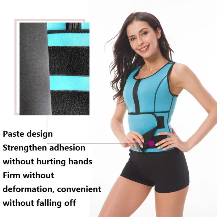 Neoprene Corset Yoga Vest Sweat Suit Postpartum Belly Belt, Size:M(Sky Blue)