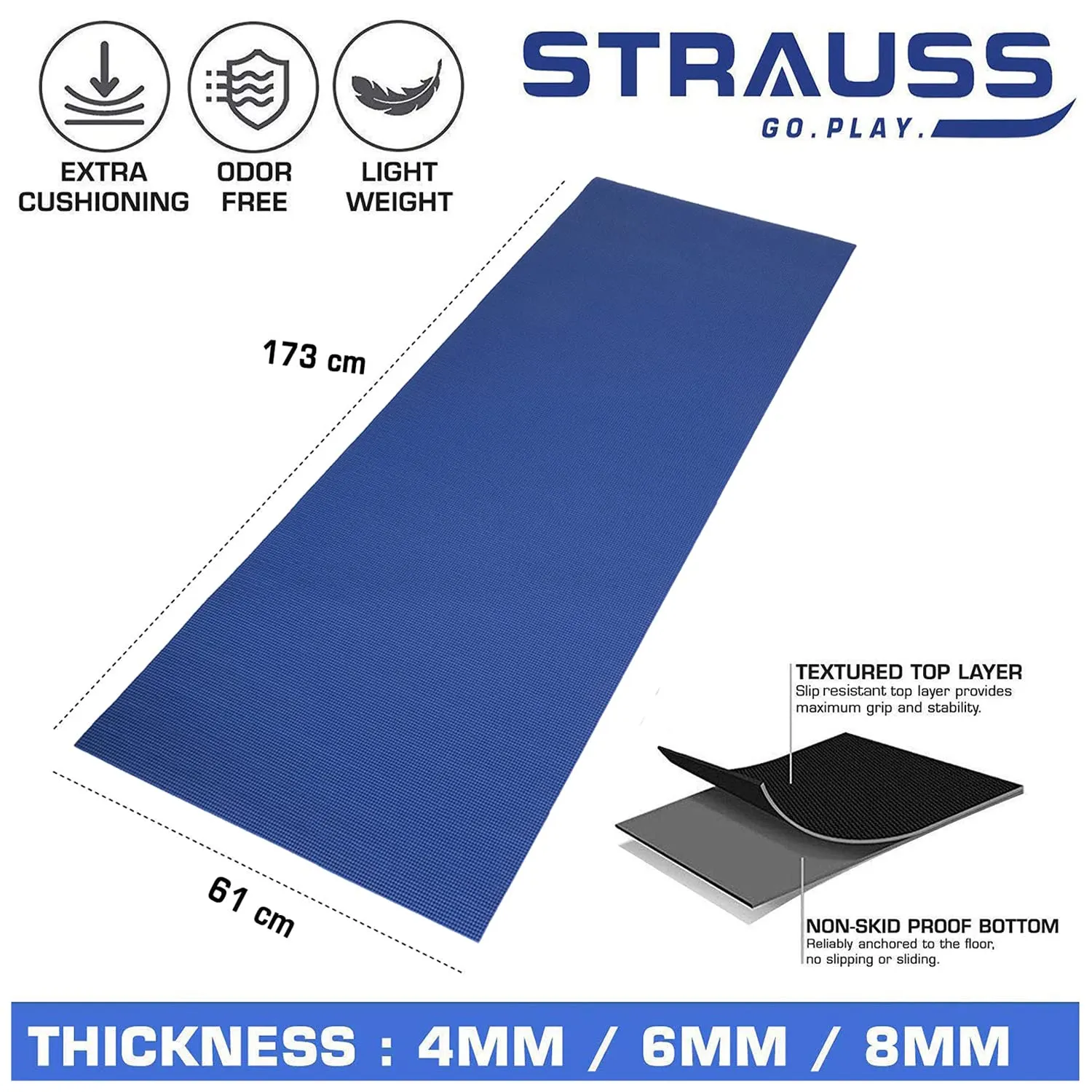 Strauss Yoga Mat, 8 mm (Green)