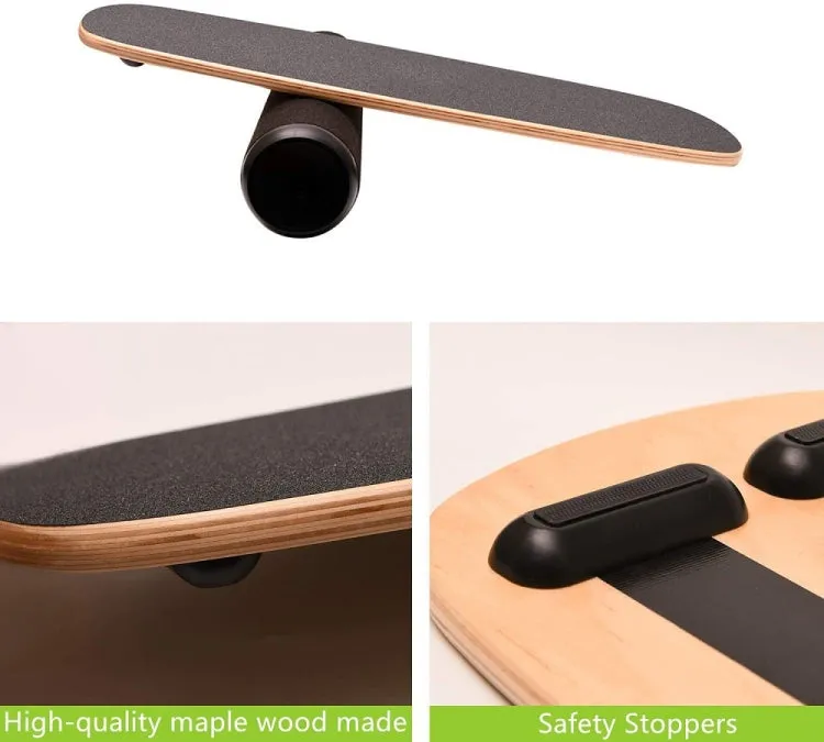 Surfing Ski Balance Board Roller Wooden Yoga Board, Specification: 04A Black Sand