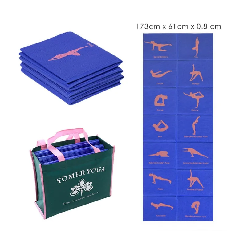 YM15C Portable Travel Thick Fold Yoga Pad Student Nnap Mat, Thickness: 8mm (Blue Print)